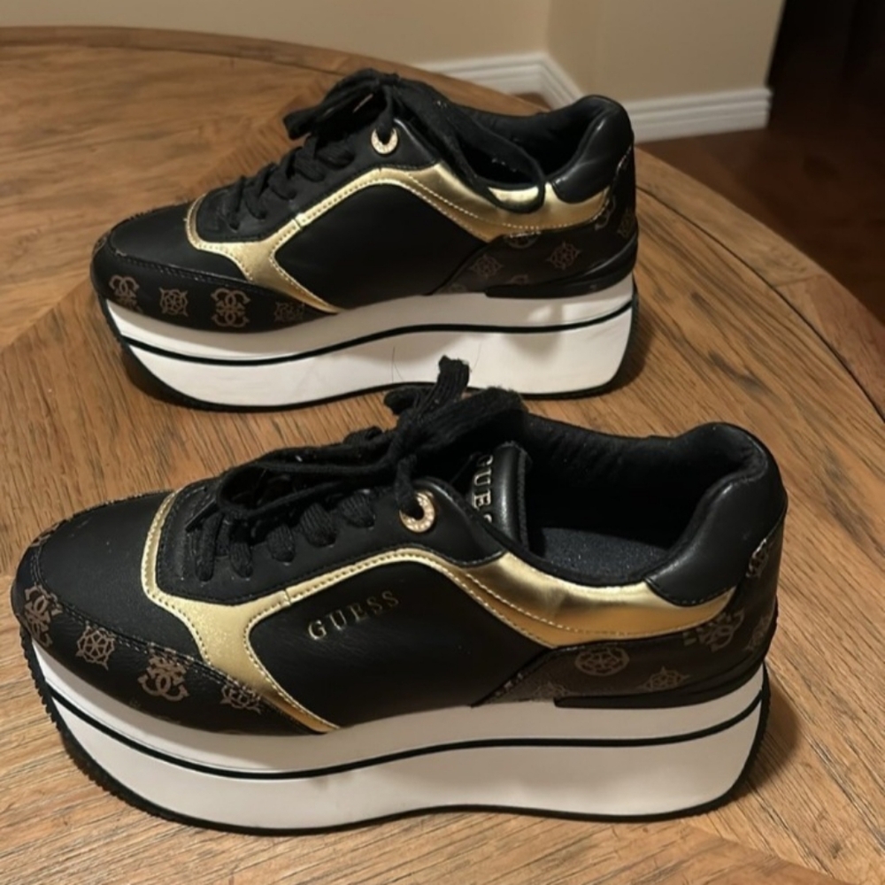GUESS Black and Gold Women's Sneakers